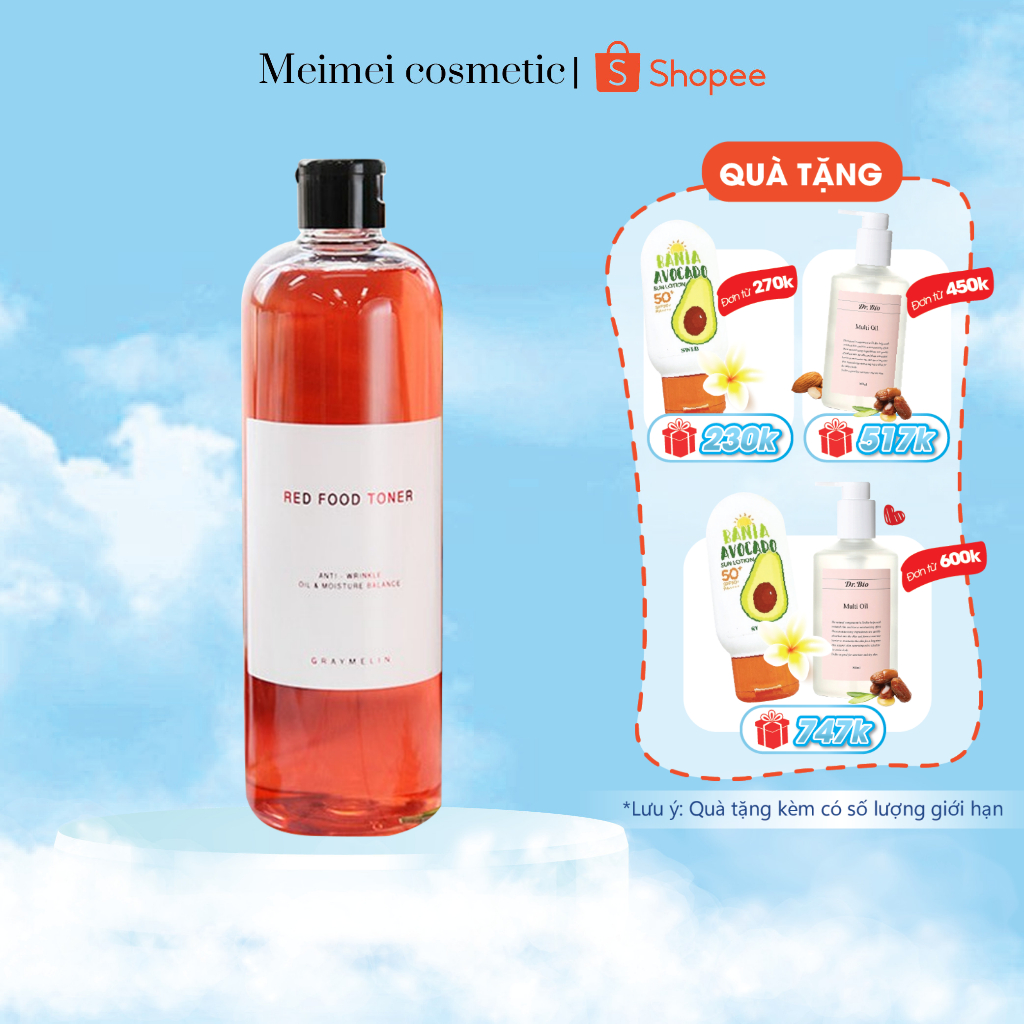 Nước Hoa Hồng Trái Cây Đỏ Graymelin Red Food Toner 500ml
