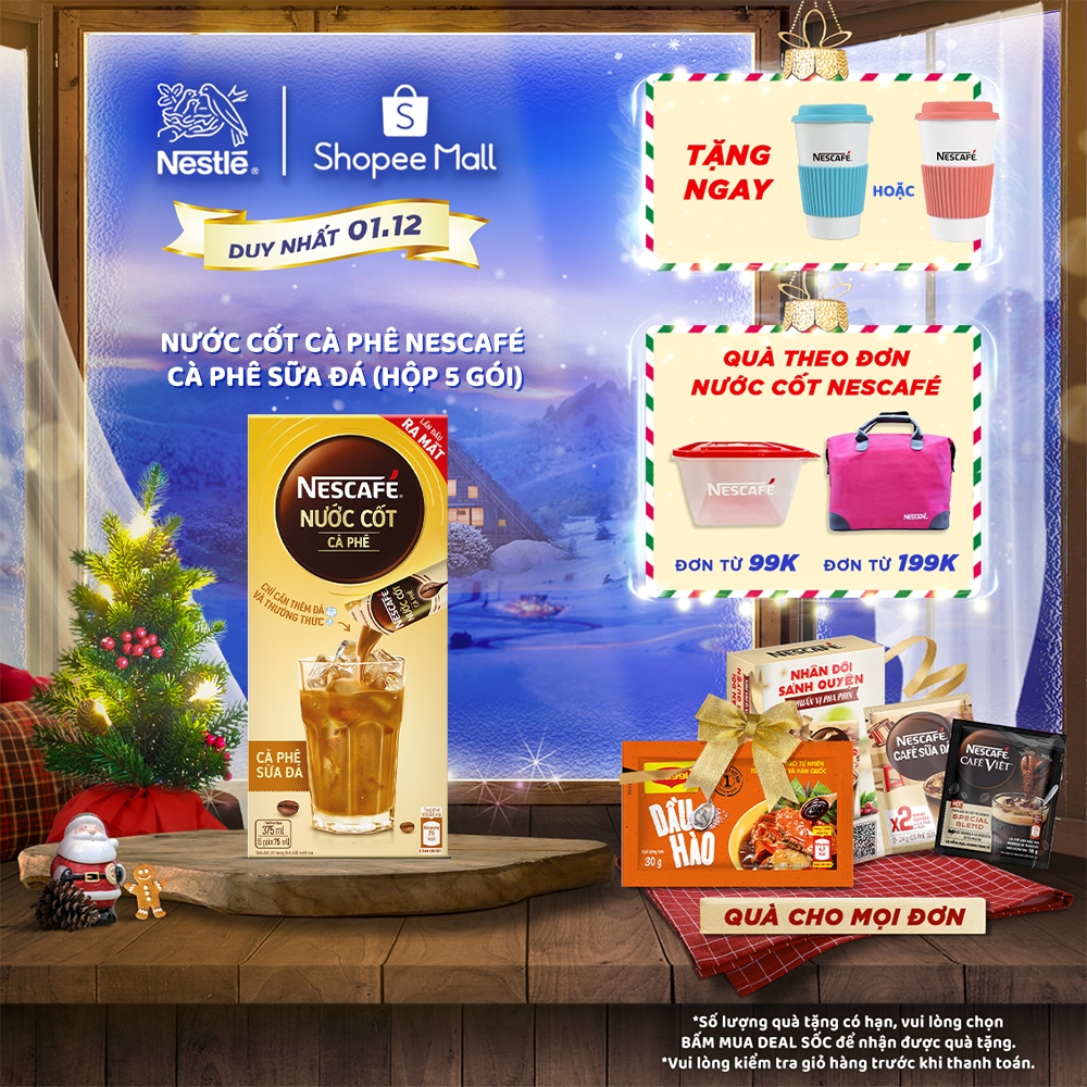 Nước cốt cà phê NESCAFÉ - CÀ PHÊ SỮA ĐÁ (hộp 5 gói)
