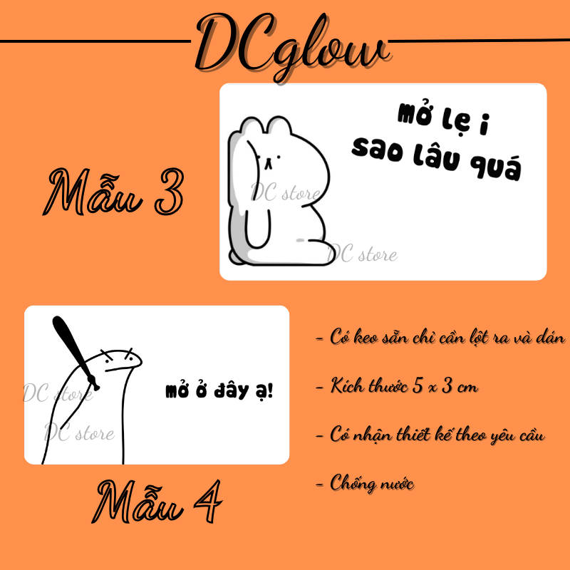 Set 50 tem nhãn dán 30x50cm meme, sticker niêm phong có keo dán túi giấy, thùng carton, gói hàng, meme cảm ơn thank you