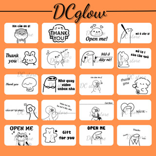 Set 200 tem nhãn dán 30x50cm meme, sticker niêm phong có keo dán túi giấy, thùng carton, gói hàng, meme cảm ơn thank you