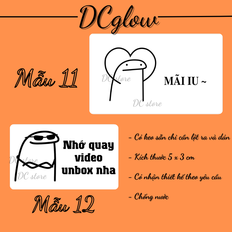 Set 50 tem nhãn dán 30x50cm meme, sticker niêm phong có keo dán túi giấy, thùng carton, gói hàng, meme cảm ơn thank you