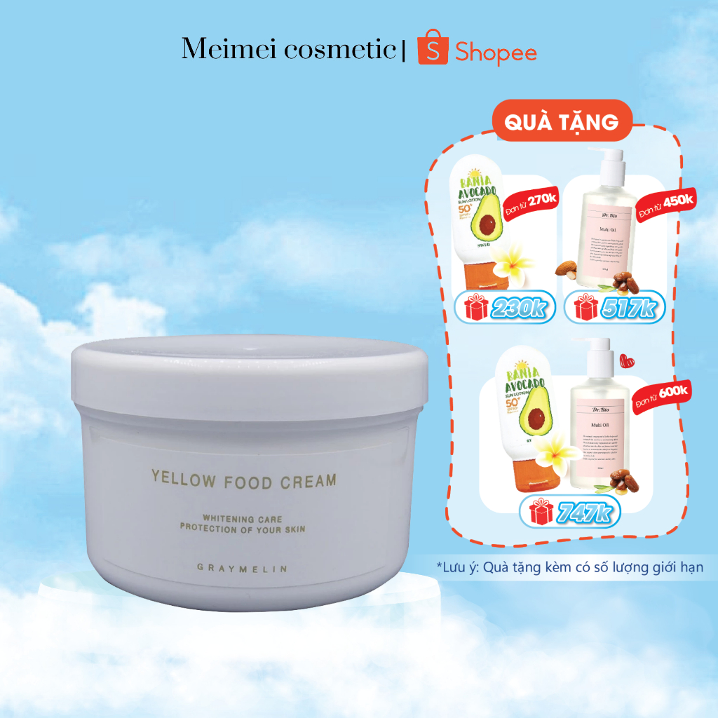Kem Trái Cây Vàng Dưỡng Trắng Da Graymelin Yellow Food Cream 500ml