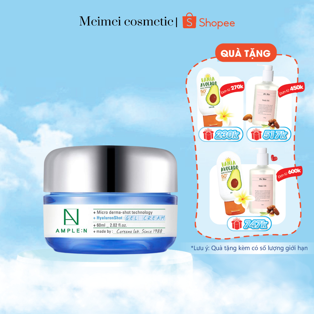 Gel Dưỡng Ẩm, Sáng Da Và Mềm Mịn Da Ample:N Hyaluron Shot Gel Cream 60ml
