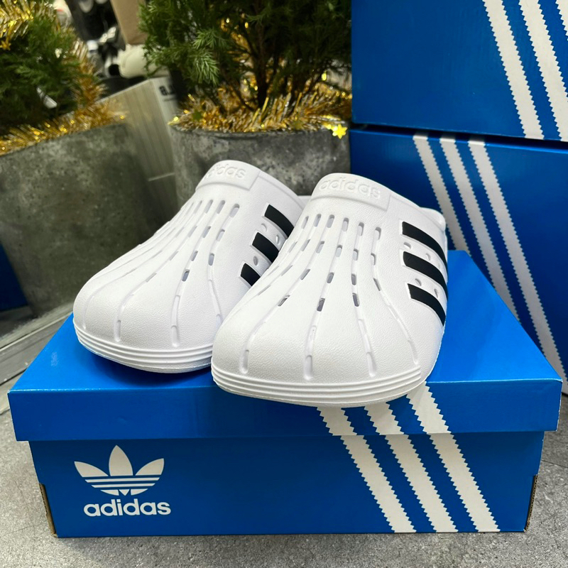 DÉP SỤC ADIDAS ADILETTE CLOGS WHITE BLACK  🔥