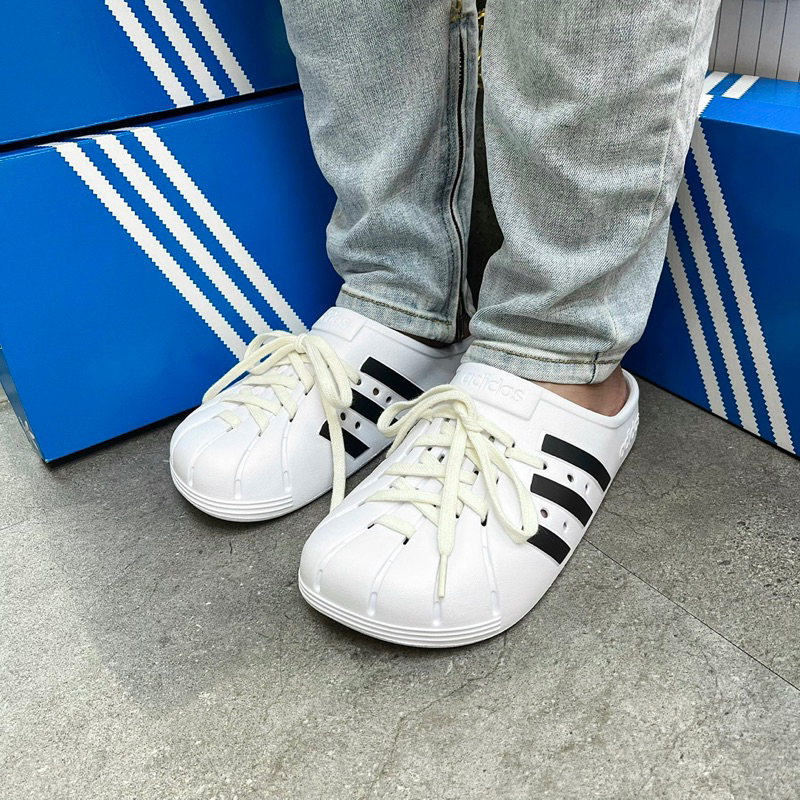 DÉP SỤC ADIDAS ADILETTE CLOGS WHITE BLACK  🔥