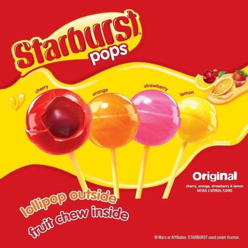 Kẹo mút Starburst Pops Lollipops Candy noel 8.8 oz