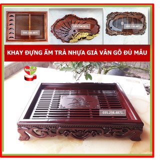 [LOẠI SỊN] Khay Ấm Chén Nhựa Giả Gỗ, Khay Trà Vân Gỗ Loại 1 (không gồm ấm chén)