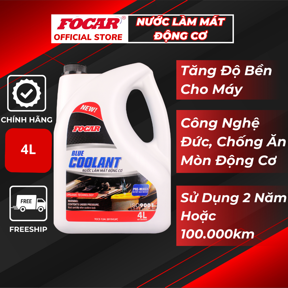 Nước làm mát động cơ ô tô Focar Blue Coolant màu xanh 4L