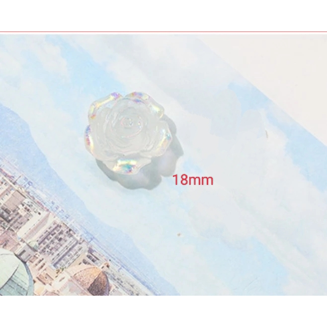Hoa hồng trắng mẫu ngọc nhựa, hoa hồng làm vòng tay nhiều size 12mm,19mm