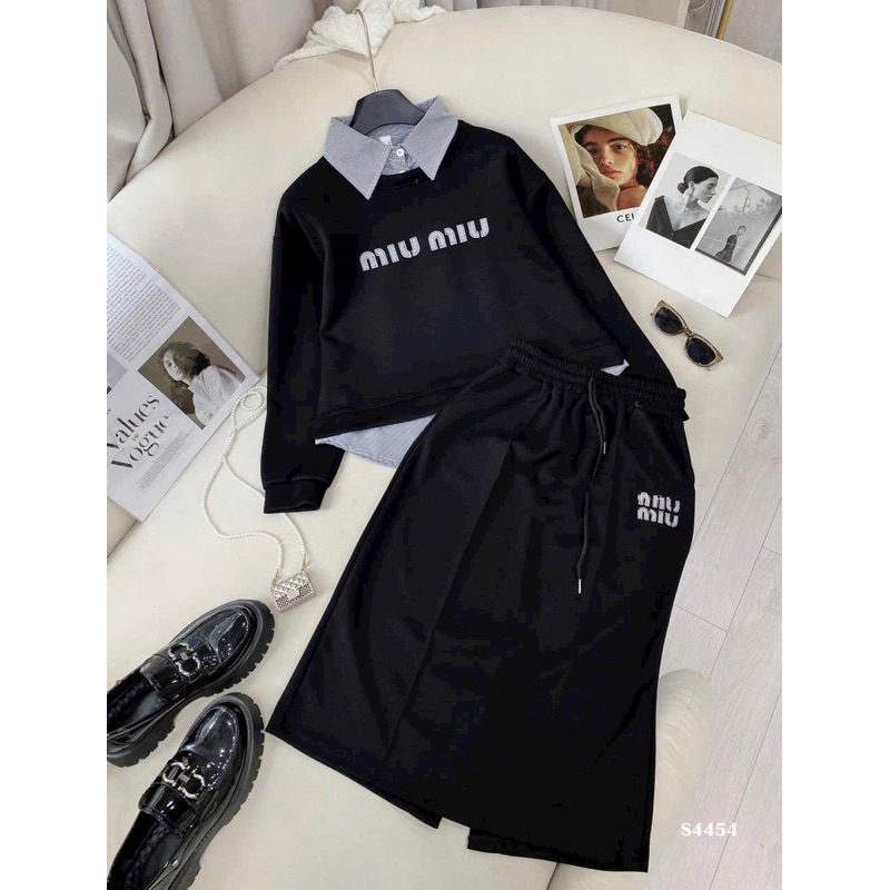 SET ÁO TD PHỐI SƠ MI MIU KÈM CV MIDI BIGSIZE