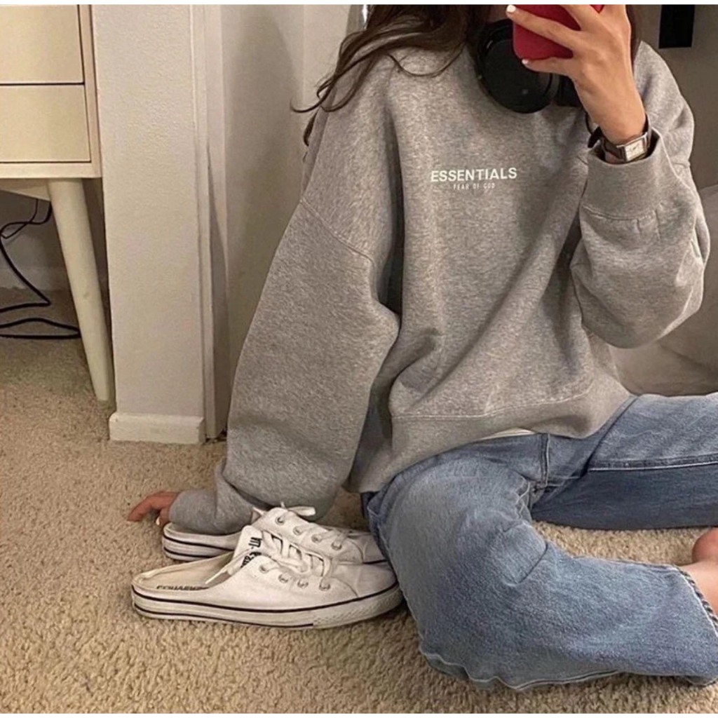 Áo sweater Essentinal 951 chính hãng khoác nỉ dài tay unisex, Áo swt Adidas nam nữ form rộng Latizia.vn