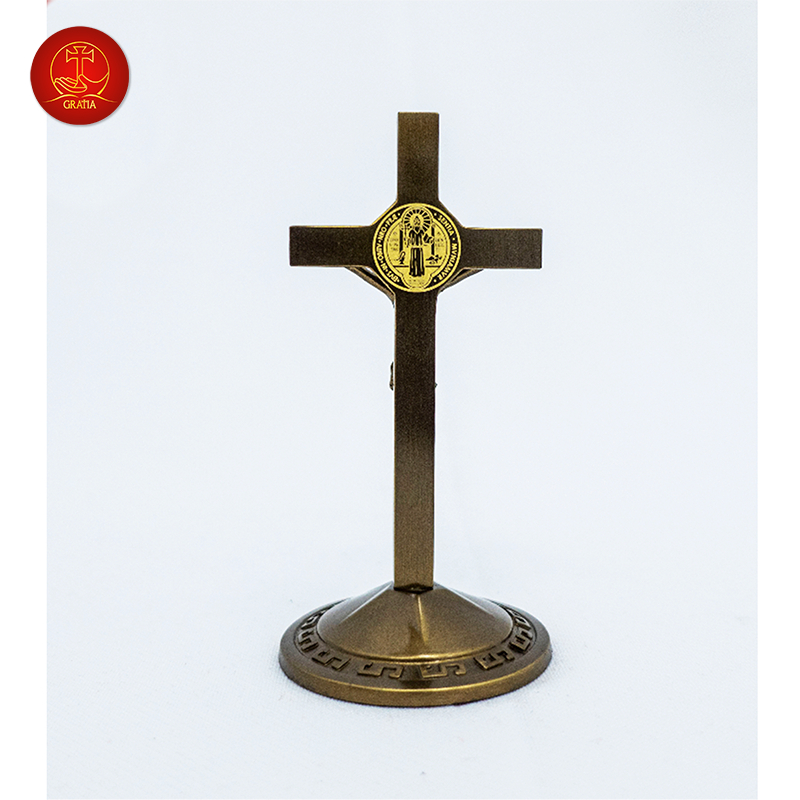 Thánh Giá mini có mề đay BENEDICT cao 12cm - Vật Phẩm Công Giáo Gratia - Tượng Công Giáo - Tượng đồng