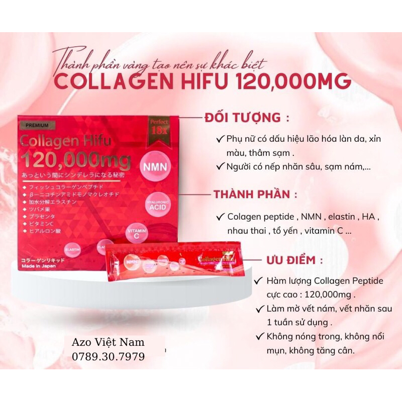 [PREMIUM] Nước Uống Collagen The HIFU Perfect 18x 120,000mg (Hộp 10 gói)