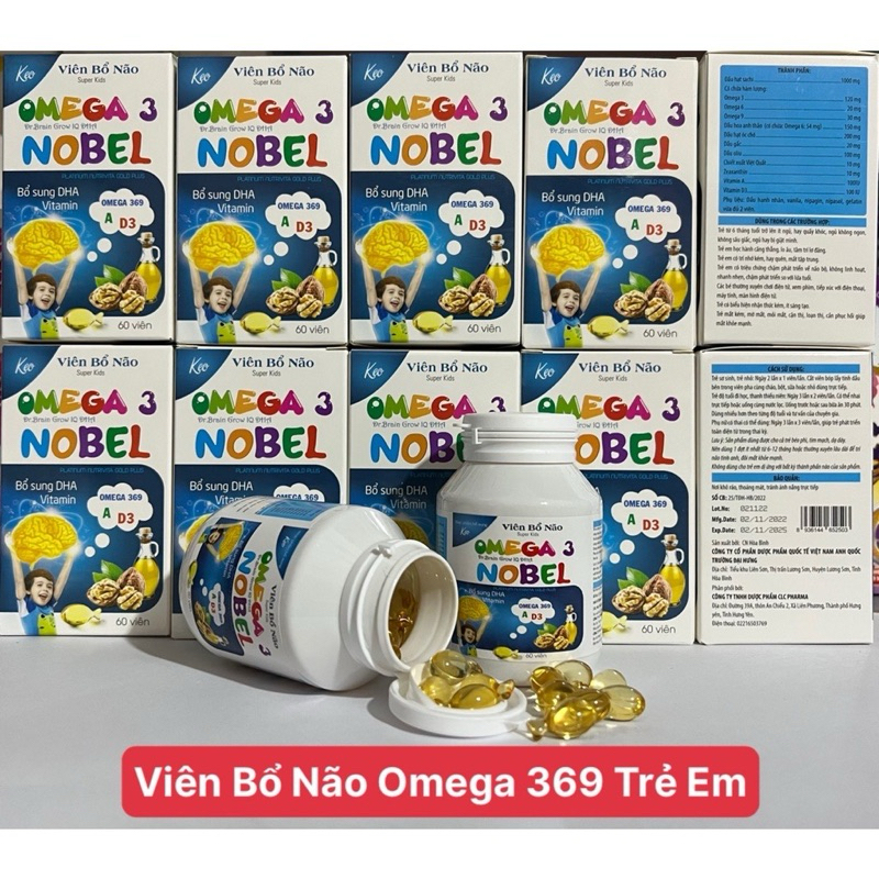 VIÊN BỔ NÃO OMEGA 3 NOBEL. HỖ TRỢ BỔ SUNG DHA, VITAMIN A - D3 CHO TRẺ