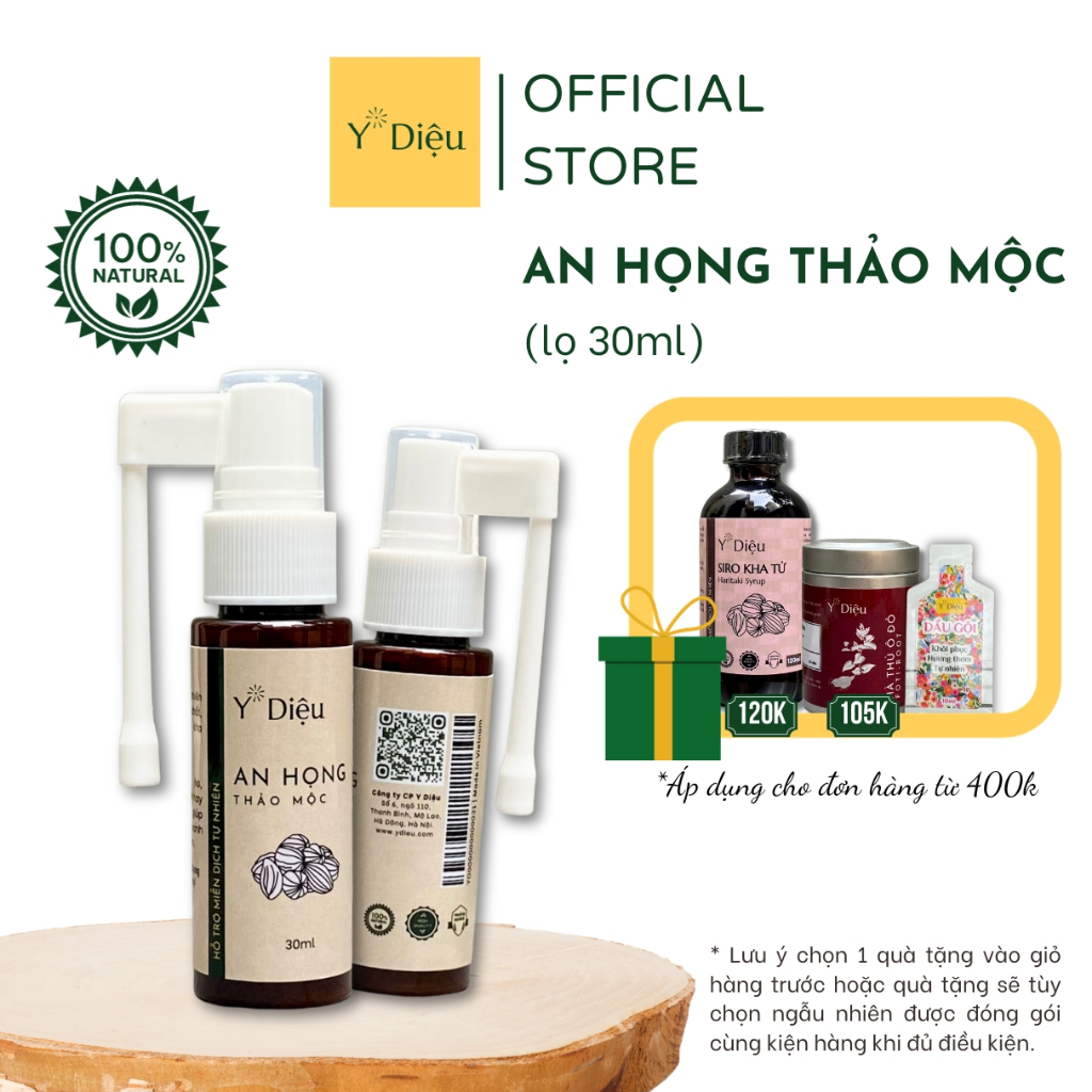 An Họng Thảo Mộc Y Diệu - Xịt họng giảm ho, đau họng, ngứa họng - Làm dịu thanh quản, phế quản - Lọ 30ml