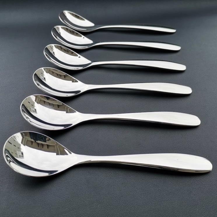 Thìa tròn inox cán dài mạ vàng bạc tiện dụng 16cm