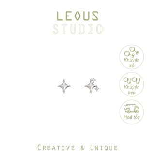 Khuyên tai kẹp không bấm lỗ chốt xoắn K475 bằng hợp kim mạ bạc hình ngôi sao dáng ngắn basic Leous