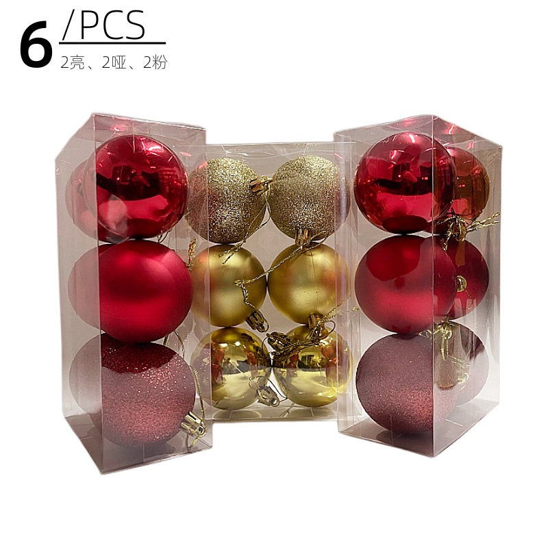 Set 6Bóng trang trí cây thông, quả châu trang trí cây thông noel đường kính 6cm