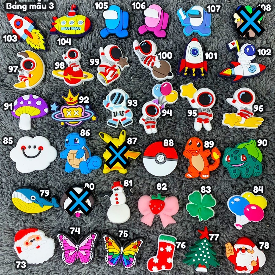 Combo 10,15,20 sticker/jibbitz/charm gắn dép cross siêu đep nhà Cá Sấu Béo