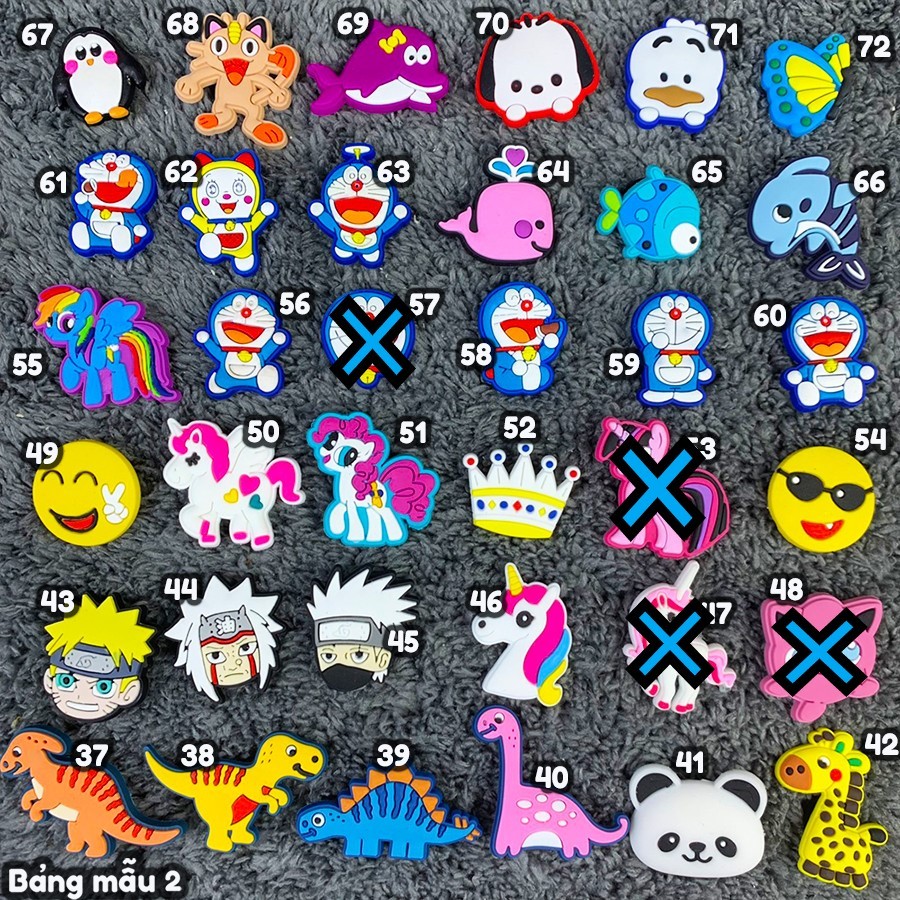 Combo 10,15,20 sticker/jibbitz/charm gắn dép cross siêu đep nhà Cá Sấu Béo