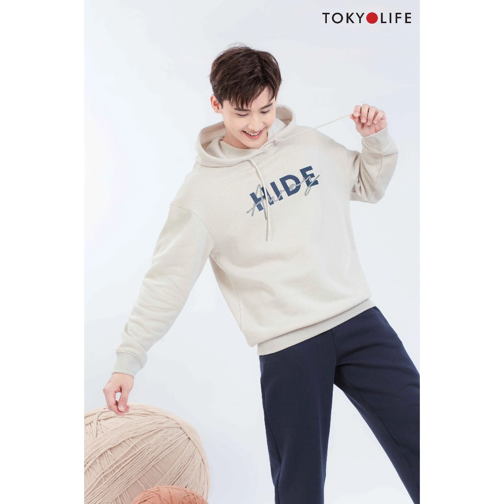 Áo Hoodie NAM mũ liền tay dài dáng vừa in chữ trang trí cao cấp TOKYOLIFE 40000111 / C7HDI504N