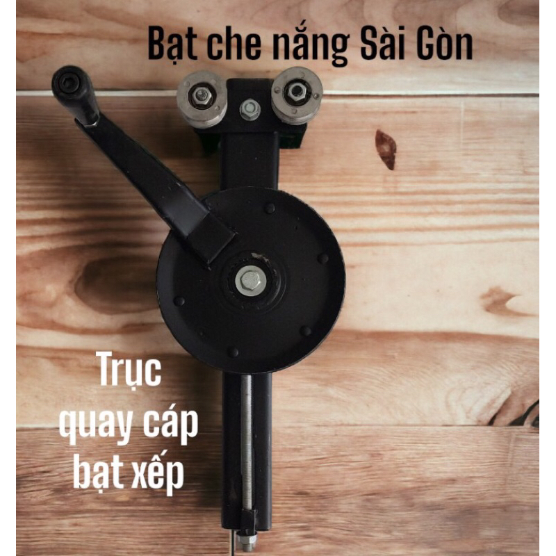 Tay quay bạt xếp size 18cm, có tăng cáp - Trục quay cáp - Puly sắt
