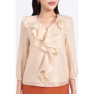 Áo sơ mi phối bèo cao cấp Ivy moda
