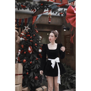 Đầm nhung nơ basic đáng yêu
