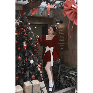 Đầm nhung nơ basic đáng yêu
