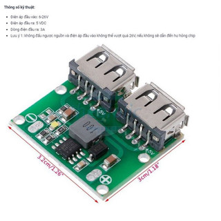 Mạch sạc dự phòng hạ áp 5v 3a 2 cổng usb tặng kèm 2 nắp chống bụi silicon , module hạ áp 6-24v 12v/26v sang 5v3a