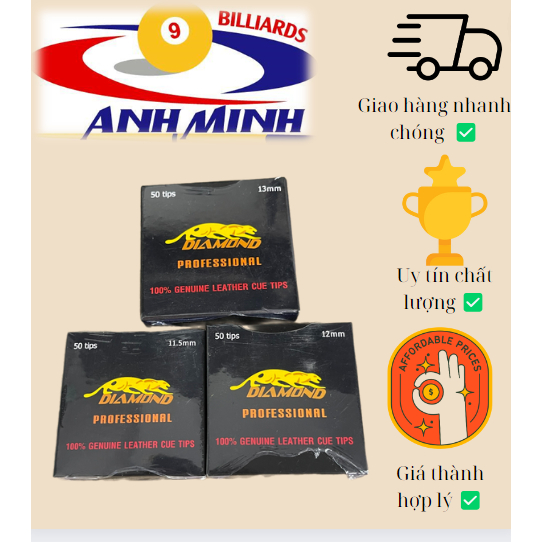 Hộp đầu cơ bida Diamond (11.5-13mm) 230k/hộp