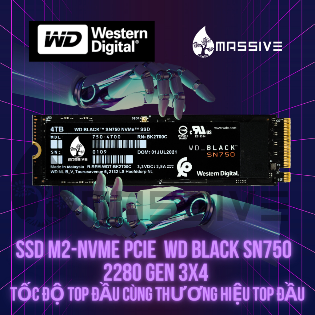 Ổ Cứng SSD M.2 NVMe 1TB WD Black SN750 Gen 3×4