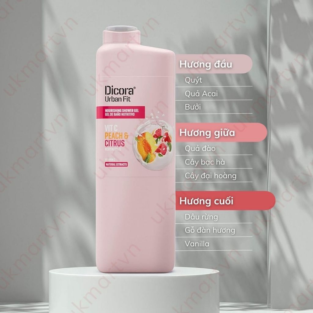 Sữa tắm Vitamin C Cam quýt & Đào Dicora Urban Fit 400ml - 750ml