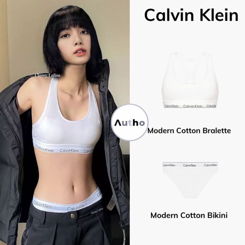Set CK Modern Cotton (Bra/Bikini) Màu Trắng JenniexCalvinKlein