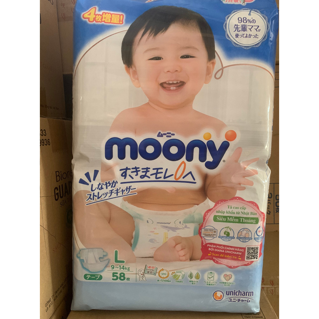 Tã Dán Moony Nhật Size L 54/58 Miếng (9-14kg)