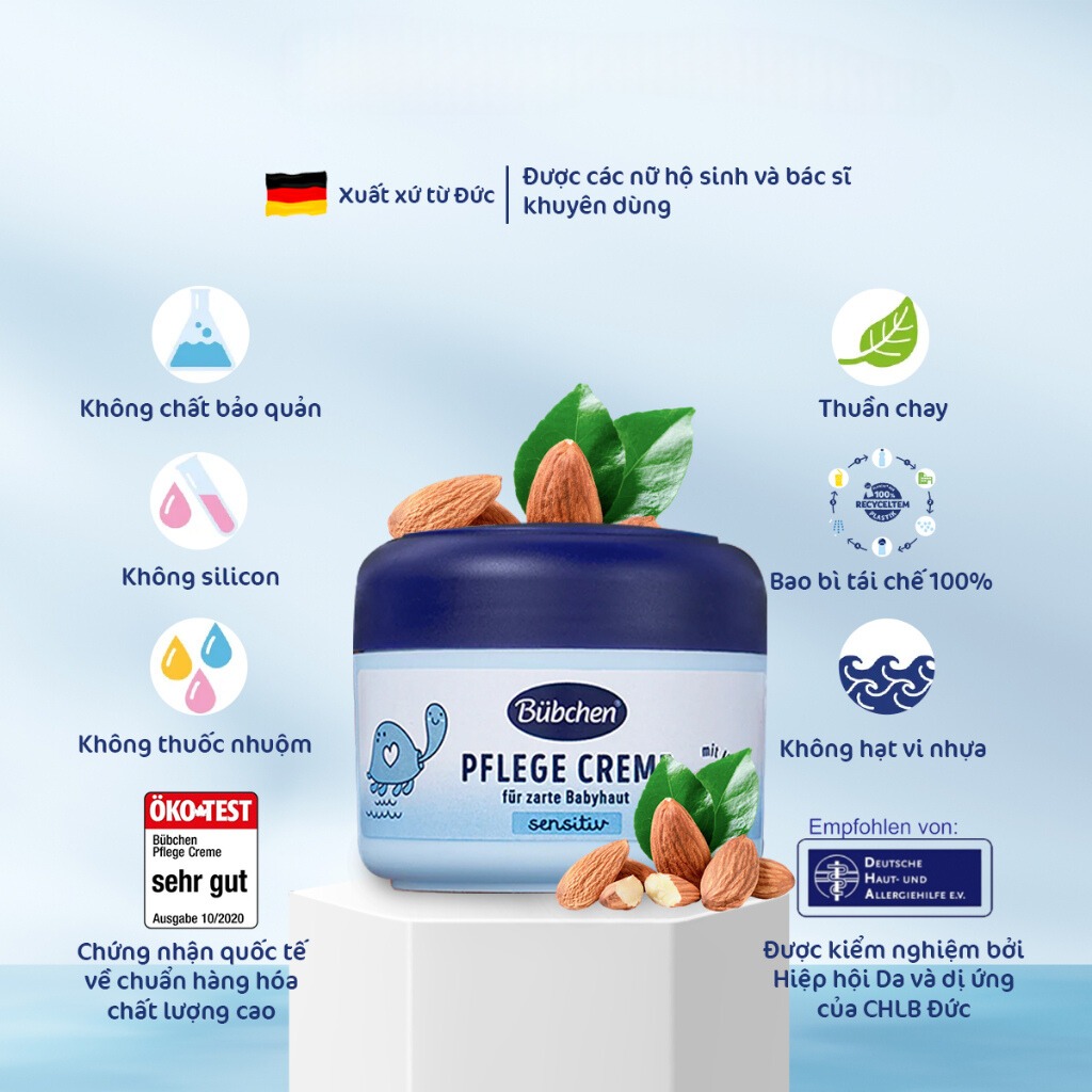 Kem dưỡng ẩm cho bé Bubchen Baby, kem bôi chống nẻ cho trẻ sơ sinh giúp căng mịn da an toàn trẻ nhỏ