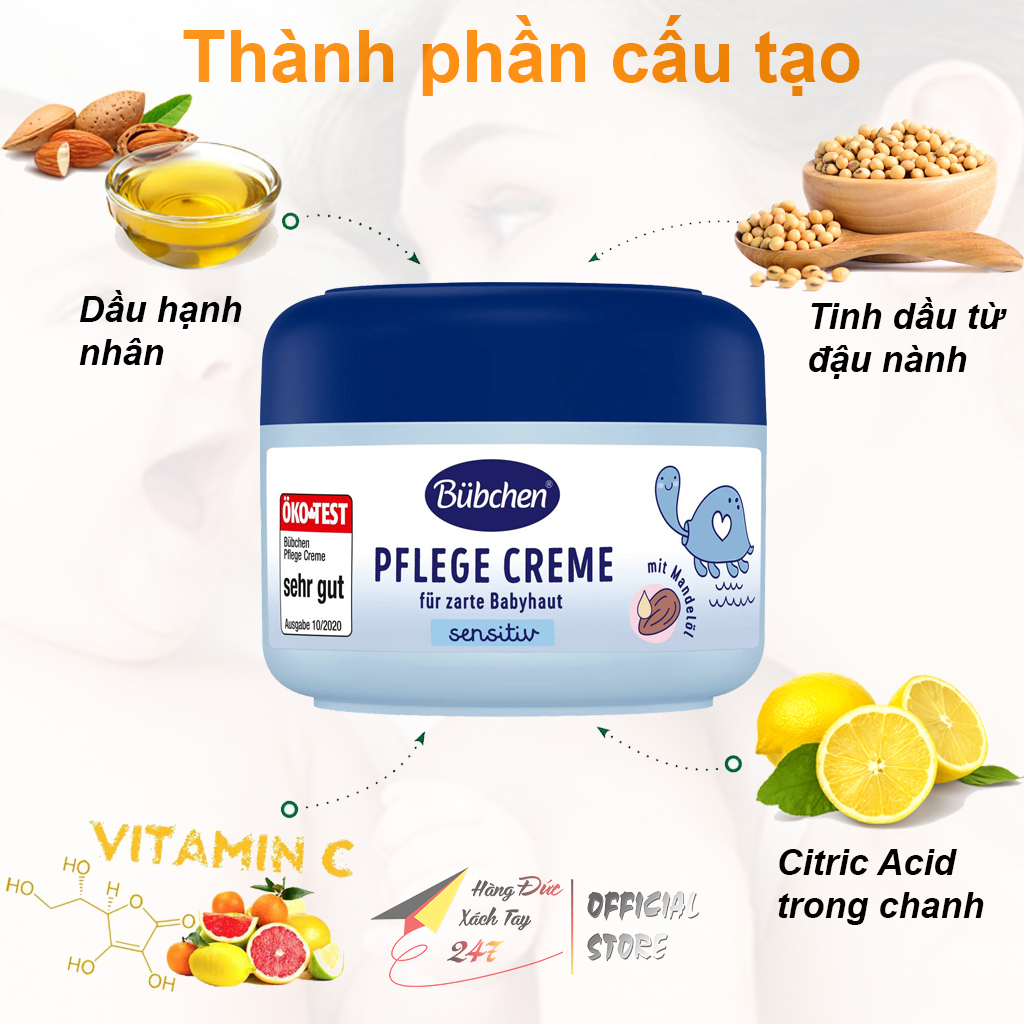 Kem dưỡng ẩm cho bé Bubchen Baby, kem bôi chống nẻ cho trẻ sơ sinh giúp căng mịn da an toàn trẻ nhỏ