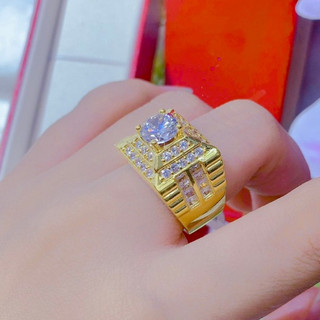 Nhẫn Bản To Góc Xén Nam Nữ Đeo Đều Sang Màu Vàng Đủ Size - Đi Tiệc Cực Sang Chảnh - Trang Sức Queen