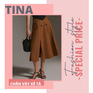 Chân váy xẻ tà 2 túi sườn, Chân váy chữ A kaki mịn mát, Chân váy công sở 2 hàng nút, Chân váy xẻ tà trước sành điệu