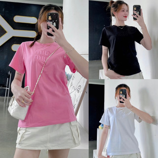 Áo thun Cotton Thái nữ dáng vừa thêu chữ MM