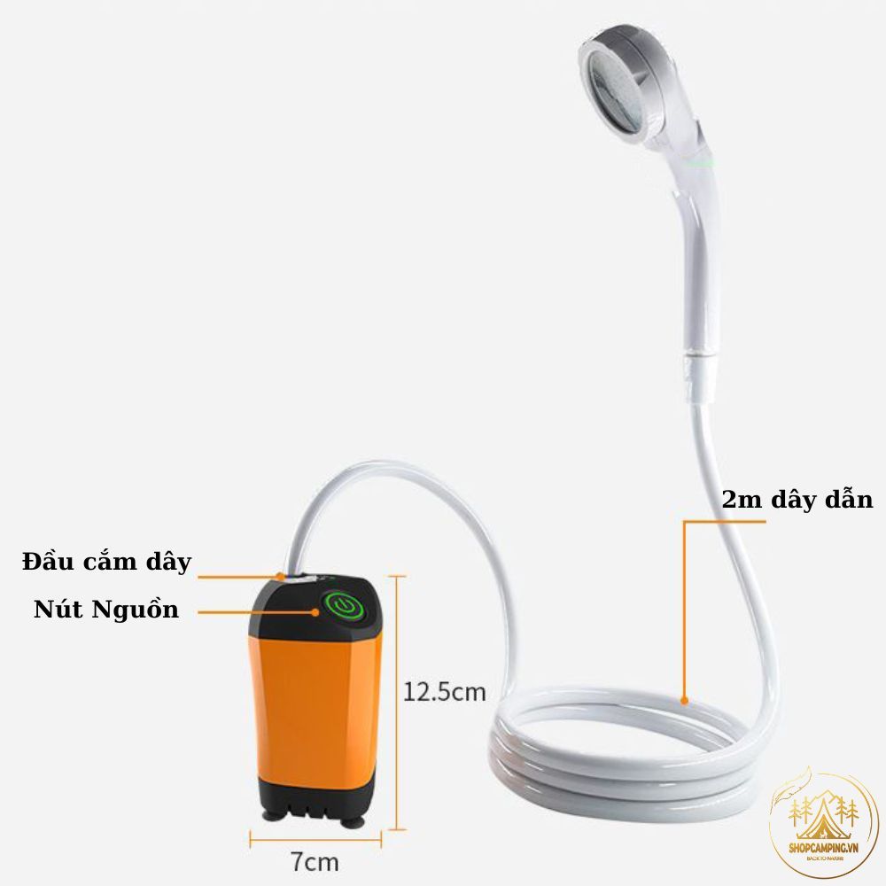 Vòi sen dã ngoại pin sạc dung lượng 4500mah, vòi sen tắm dùng cho cắm trại dã ngoại