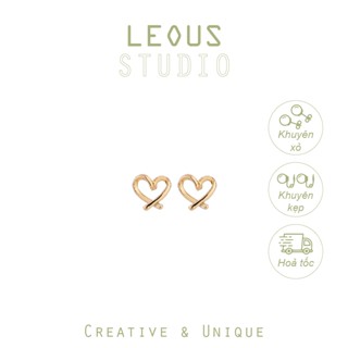 Khuyên tai kẹp không bấm lỗ chốt xoắn K480 bằng hợp kim mạ vàng hình trái tim dáng ngắn basic Leous