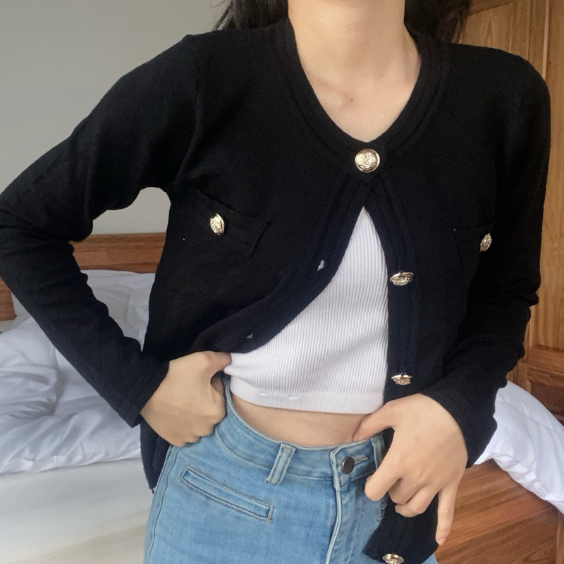 Áo khoác Cardigan Dệt kim tay dài dáng ôm thời trang Hàn Quốc cho nữ Freesize