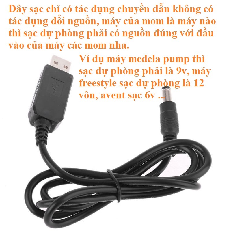 Dây cáp kết nối máy hút sữa Medela Pump,MAXFLOW, Swing, Freestyle,Avent hoa tuyết với pin sạc dự phòng