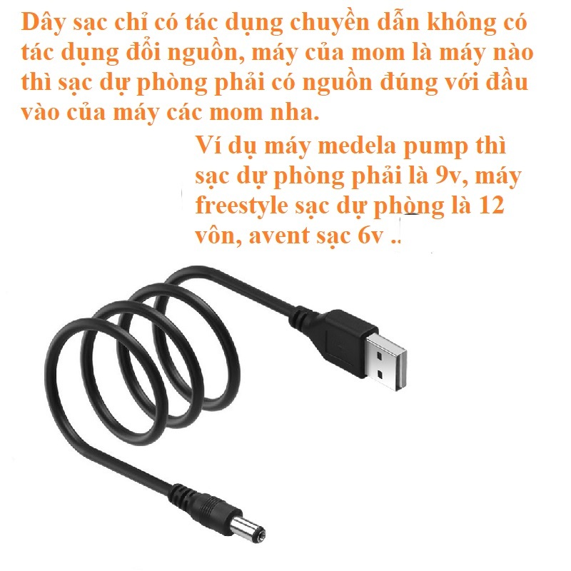 Dây cáp kết nối máy hút sữa Medela Pump,MAXFLOW, Swing, Freestyle,Avent hoa tuyết với pin sạc dự phòng