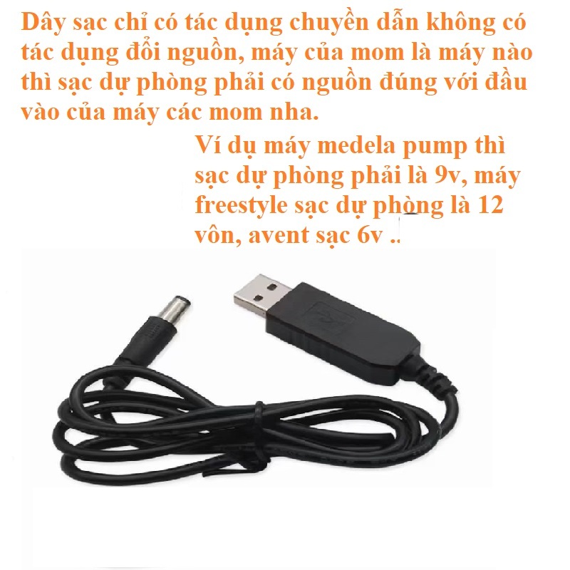 Dây cáp kết nối máy hút sữa Medela Pump,MAXFLOW, Swing, Freestyle,Avent hoa tuyết với pin sạc dự phòng