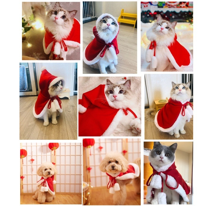 Áo choàng giáng sinh năm mới cho thú cưng, áo choàng noel cho chó mèo, đồ giáng sinh cho chó mèo