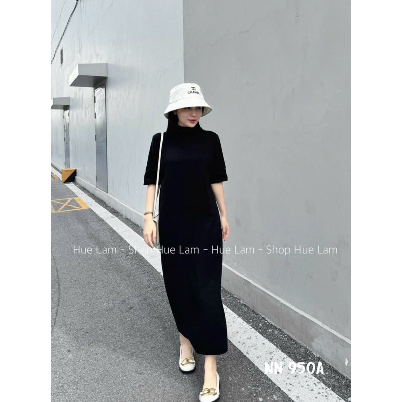 Váy Len Cổ Leo Dáng Suông Basic Dễ Mặc
