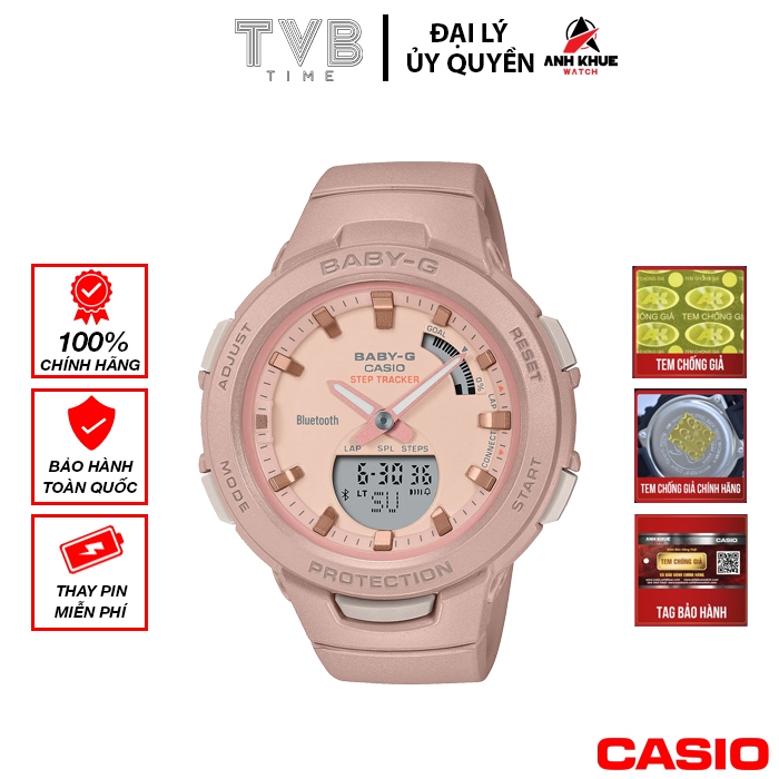 Đồng hồ nữ Casio Baby-G chính hãng Anh Khuê BSA-B100CS-4ADR (41mm)