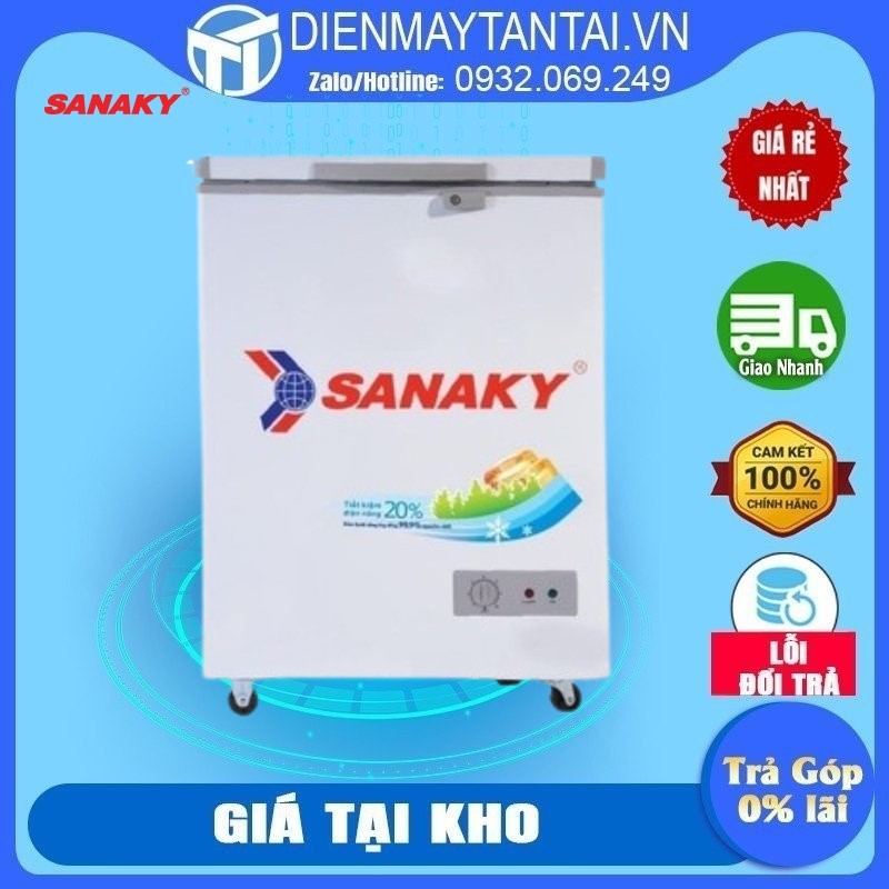 VH-1599HY - Tủ đông SANAKY 100 lít VH-1599HY - 1 NGĂN 1 CÁNH, DÀN LẠNH ĐỒNG, MIỄN PHÍ GIAO HÀNG HCM.